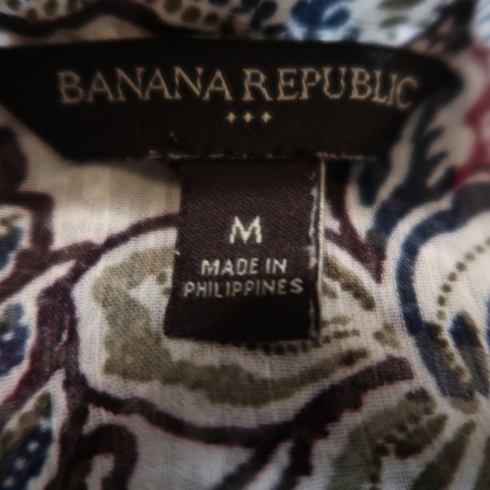 Banana Republic Factory Floral Paisley Tie Neck Blouse Boho Career Top M - Picture 8 of 11